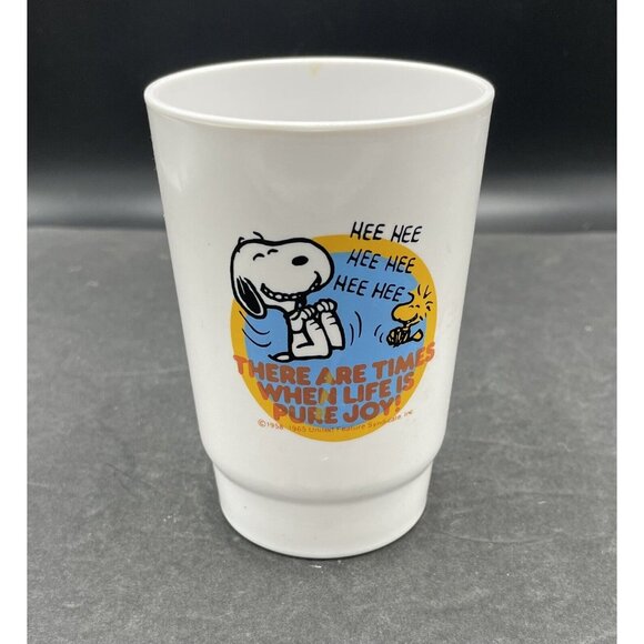 Vintage Snoopy Woodstock Two Sided Plastic Cup 1960s Vintage Peanuts - Picture 1 of 5